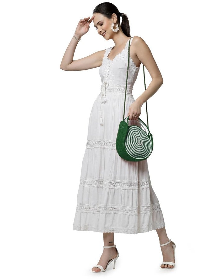 FABINALIV Green Geometric Braided Women Cotton Sling Bag (FLHB-1014-Green) - Image 4